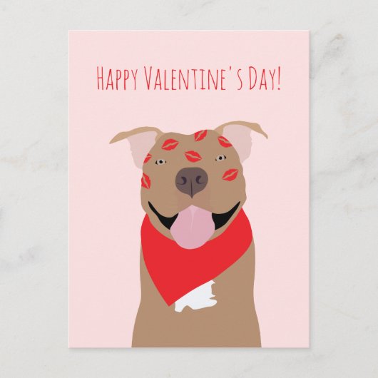 Carte Postale Joyeux Valentines Day American Bulldog Kiss Marks (Devant)