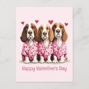 Carte Postale Joyeux Valentines Day Basset Hound Dogs