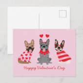 Carte Postale Joyeux Valentines Day Bulldogs français (Devant / Derrière)