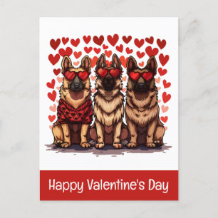 Carte Postale Joyeux Valentines Day Chiens bergers allemands
