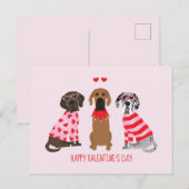Carte Postale Joyeux Valentines Day Chiens de Danse (Devant / Derrière)