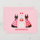 Carte Postale Joyeux Valentines Day Chiens Dobermann (Devant / Derrière)