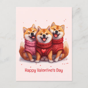 Carte Postale Joyeux Valentines Day Chiens Shiba Inu