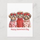 Carte Postale Joyeux Valentines Day Chih Tzu Chiens (Devant)