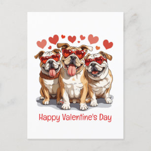 Carte Postale Joyeux Valentines Day English Bulldog