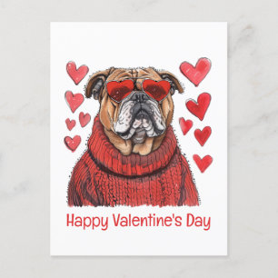 Carte Postale Joyeux Valentines Day English Bulldog