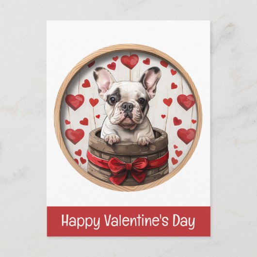 Carte Postale Joyeux Valentines Day French Bulldog (Devant)