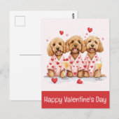 Carte Postale Joyeux Valentines Day Goldendoodle Dogs (Devant / Derrière)