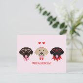 Carte Postale Joyeux Valentines Day Labrador Retriever Dogs (Debout devant)