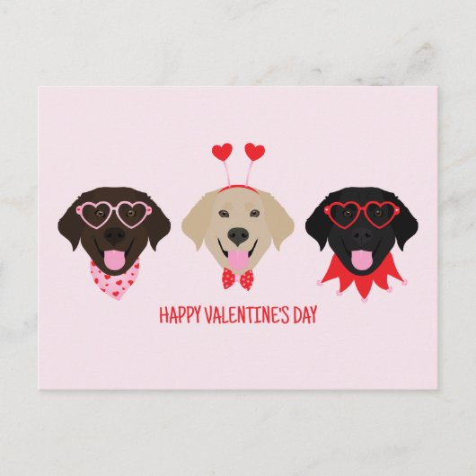 Carte Postale Joyeux Valentines Day Labrador Retriever Dogs (Devant)