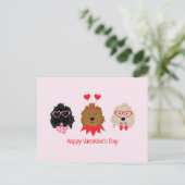 Carte Postale Joyeux Valentines Day Mini Goldendoodle Chiens (Debout devant)
