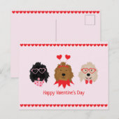 Carte Postale Joyeux Valentines Day Mini Goldendoodle Chiens (Devant / Derrière)
