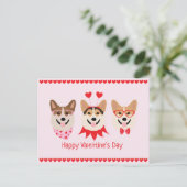 Carte Postale Joyeux Valentines Day Pembroke Welsh Corgi Chiens (Debout devant)