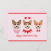 Carte Postale Joyeux Valentines Day Pembroke Welsh Corgi Chiens (Devant / Derrière)