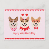 Carte Postale Joyeux Valentines Day Pembroke Welsh Corgi Chiens (Devant)