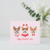 Carte Postale Joyeux Valentines Day Pembroke Welsh Corgi Chiens (Debout devant)