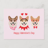 Carte Postale Joyeux Valentines Day Pembroke Welsh Corgi Chiens (Devant)