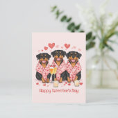 Carte Postale Joyeux Valentines Day Rottweiler Dogs (Debout devant)