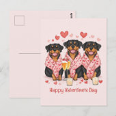 Carte Postale Joyeux Valentines Day Rottweiler Dogs (Devant / Derrière)