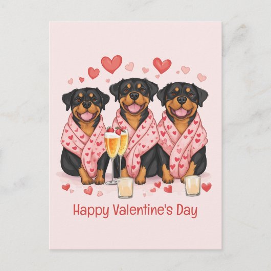 Carte Postale Joyeux Valentines Day Rottweiler Dogs (Devant)