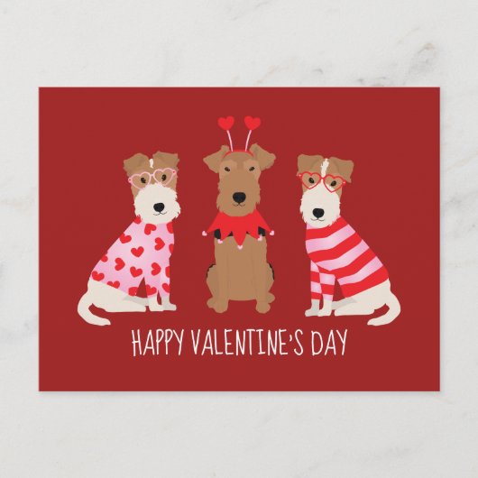 Carte Postale Joyeux Valentines Day Welsh Wire Fox Terrier Chien (Devant)