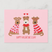 Carte Postale Joyeux Valentines Day Welsh Wire Fox Terrier Chien (Devant)