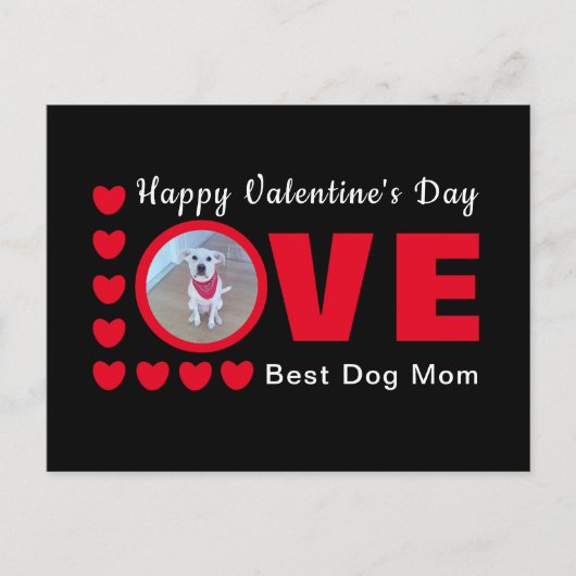Carte Postale Joyeux Valentines Jour Chien Maman Amour Coeurs Ro (Devant)
