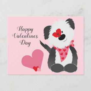 Carte Postale Joyeux Valentines Jour Coeurs de chiot rose