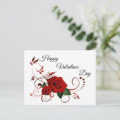 Carte Postale Joyeux Valentines Jour Roses rouges (Debout devant)
