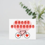 Carte Postale Joyeux vélo et coeur d'anniversaire (Debout devant)