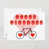 Carte Postale Joyeux vélo et coeur d'anniversaire (Devant / Derrière)