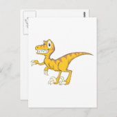Carte Postale Joyeux Velociraptor Dinosaur (Devant / Derrière)