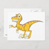 Carte Postale Joyeux Velociraptor Dinosaur (Devant / Derrière)