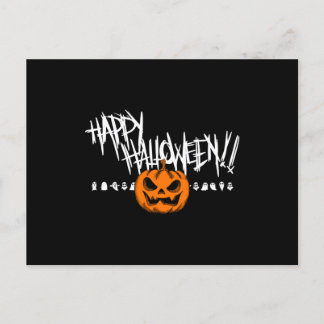 Carte Postale Joyeux visage de Citrouille d'Halloween