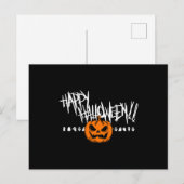 Carte Postale Joyeux visage de Citrouille d'Halloween (Devant / Derrière)