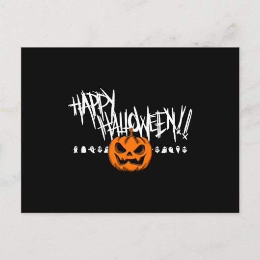 Carte Postale Joyeux visage de Citrouille d'Halloween (Devant)