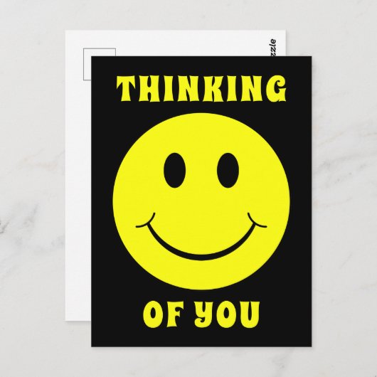 Carte Postale Joyeux visage Jaune de vous penser (Devant / Derrière)