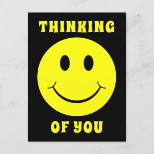 Carte Postale Joyeux visage Jaune de vous penser
