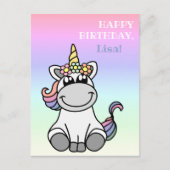 Carte Postale Joyeux voeux d'anniversaire mignon Unicorn Rainbow (Devant)