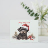 Carte Postale Joyeux Woof-mas Chien arbre Noël Noël de Noël (Debout devant)