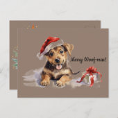 Carte Postale Joyeux Woof-mas Chien présente Noël de Noël de Cha (Devant / Derrière)