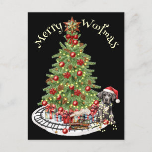 Carte Postale Joyeux Woofmas Design de Chien- Grand Danois