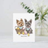 Carte Postale Joyeux Yorkshire Terrier Chiens de Pâques (Debout devant)
