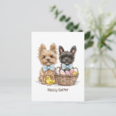 Carte Postale Joyeux Yorkshire Terrier Chiens de Pâques (Debout devant)