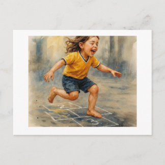 Carte Postale Joyful Child Playing Hopscotch, 
