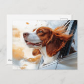 Carte Postale Joyful Dog in the Wind Art Print (Devant / Derrière)