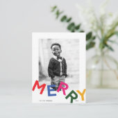 Carte postale Joyful Lettering Holiday Photo (Debout devant)