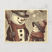 Carte postale Joyful Snowman and Child Cartoon (Devant)