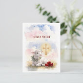 Carte Postale Joyous Pascha Lamb, Red Eggs and Cross (Debout devant)