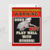 CARTE POSTALE JRT AVERTISSEMENT - NE JOUE PAS BIEN AVEC LES AUTR (Devant / Derrière)